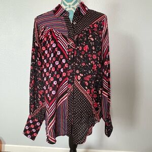 Free People Revolve Hazel Button down Floral Striped Women's Top size Small